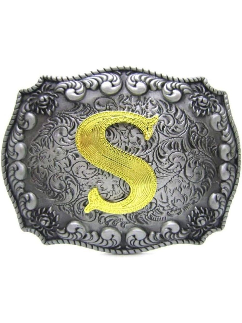 Unisex S Imported Western Silver Large Belt Buckle Initial Letters Rodeo